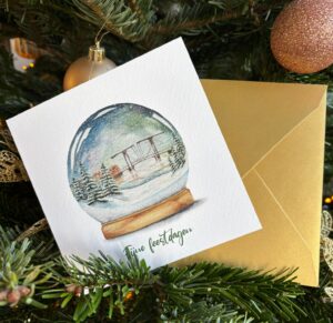 Kerstkaart Weesp Lange Vechtbrug - met gouden envelop